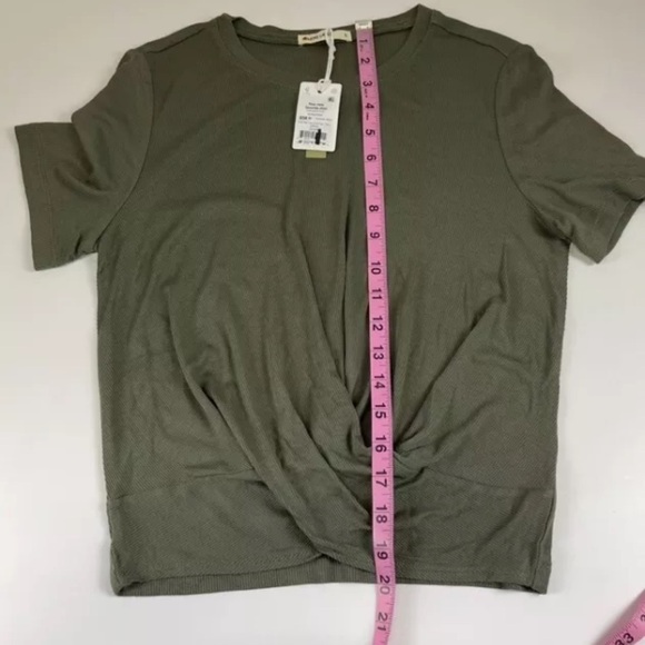 Marine Layer Short Sleeve Tee Womens Small Olive Green Lexi Twist Front Top NWT - Picture 8 of 8
